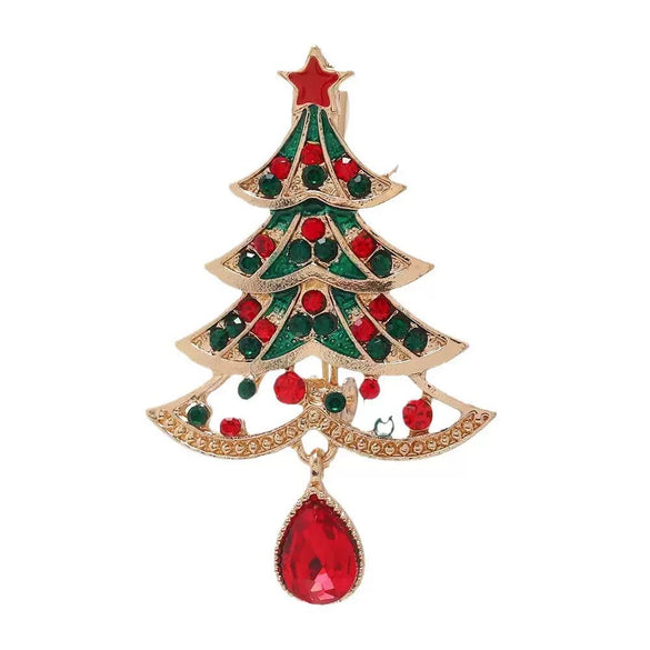 Wholesale Alloy Christmas Tree Brooch Pins With Simple Festive Design And Electroplated Finish