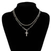Wholesale Alloy Clavicle Necklace For Women With Geometric Pattern And Diamond Inlay Cross Chain Style