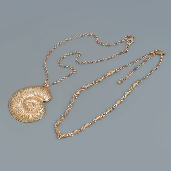 Wholesale Alloy Conch Necklace Two Piece Women's Fashion Exaggerated Snake Bone Chain Geometric Electroplated Accessories