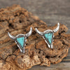 Wholesale Alloy Cow Head Turquoise Earrings With Bohemia Style And Animal Pattern Electroplated