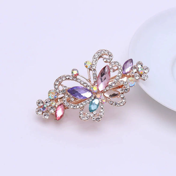 Wholesale Alloy Crystal Diamond Butterfly Hairpin Jewelry For Ladies With Electroplating