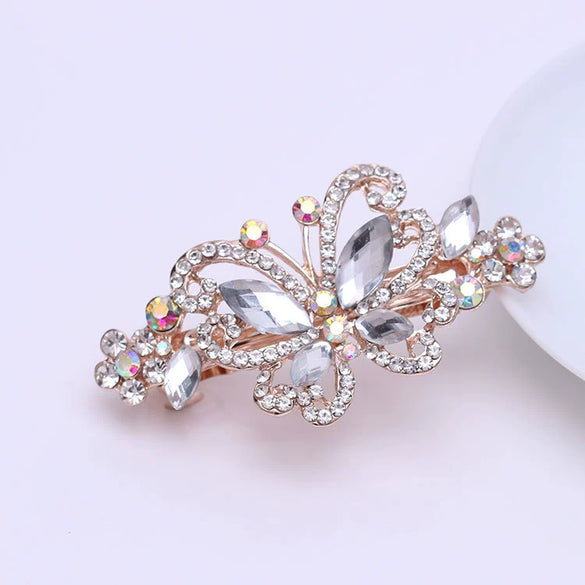 Wholesale Alloy Crystal Diamond Butterfly Hairpin Jewelry For Ladies With Electroplating