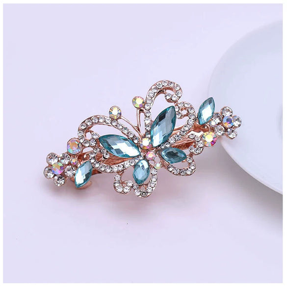 Wholesale Alloy Crystal Diamond Butterfly Hairpin Jewelry For Ladies With Electroplating