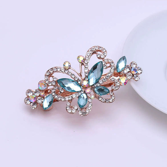 Wholesale Alloy Crystal Diamond Butterfly Hairpin Jewelry For Ladies With Electroplating