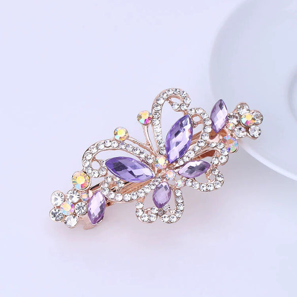 Wholesale Alloy Crystal Diamond Butterfly Hairpin Jewelry For Ladies With Electroplating