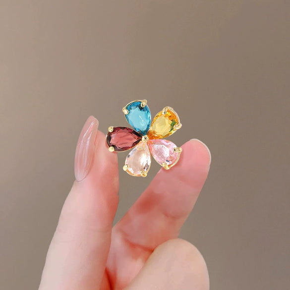 Wholesale Alloy Crystal Flower Antiglare Brooch Buckle Electroplating For Women
