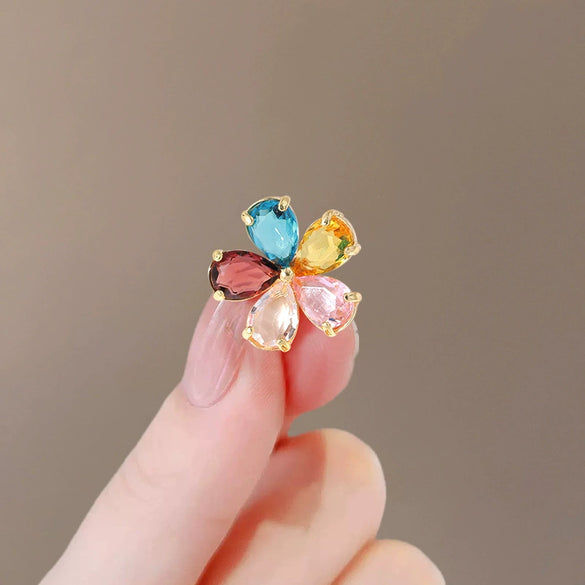Wholesale Alloy Crystal Flower Antiglare Brooch Buckle Electroplating For Women
