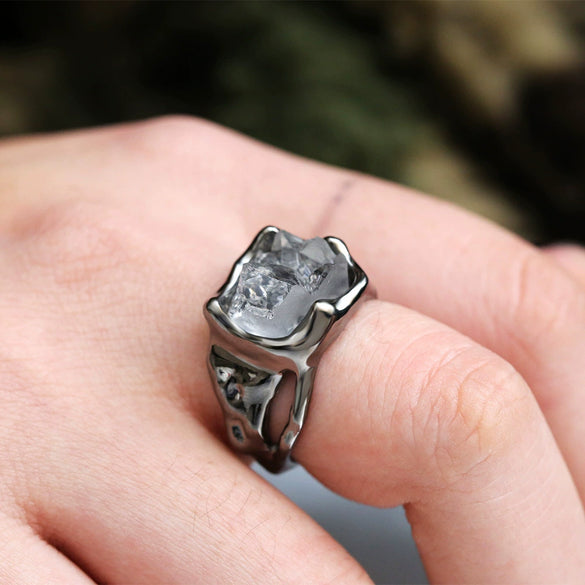 Wholesale Alloy Crystal Ring With Geometric Design Exaggerated Hip Hop Style For Women