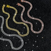 Wholesale Alloy Cuban Chain Men's Hiphop Style Geometric Diamond Stitching Necklace