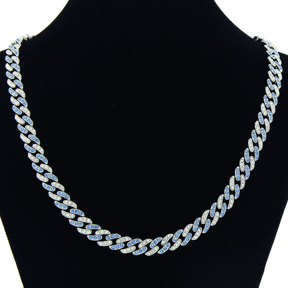 Wholesale Alloy Cuban Chain Necklace Hiphop Style Geometric Pattern Full Diamond Colored For Men