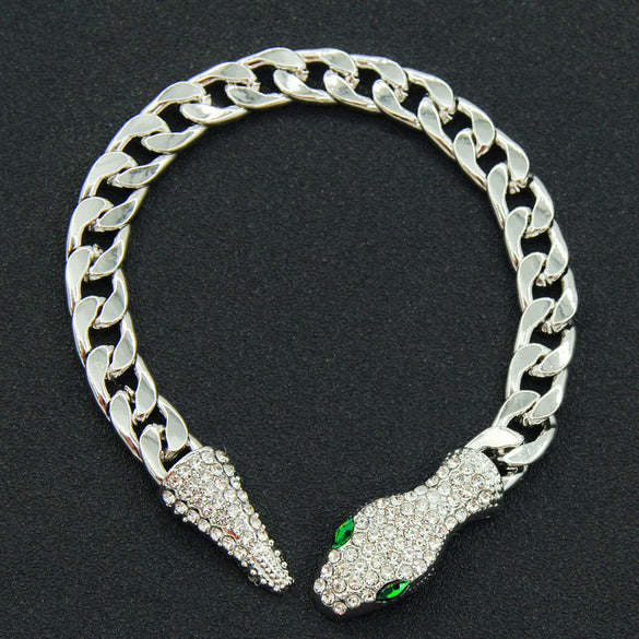 Wholesale Alloy Cuban Chain Necklace With Geometric Pattern And Snake Head Magnetic Buckle For Women Light Luxury Design With Diamond Treatment