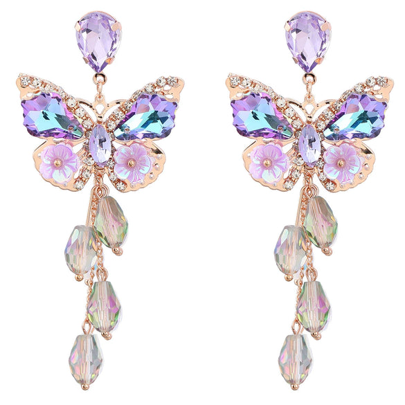 Wholesale Alloy Diamond Animals Zodiac Style Long Tassel Earrings For Women