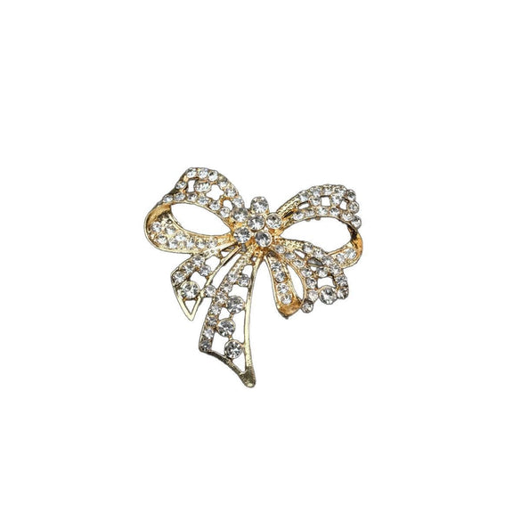 Wholesale Alloy Diamondencrusted Hollow Retro Bow Brooch For Women Electroplated