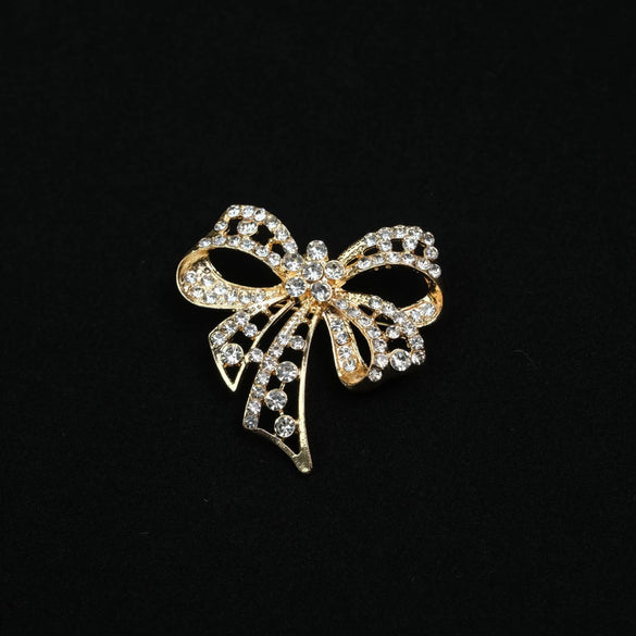 Wholesale Alloy Diamondencrusted Hollow Retro Bow Brooch For Women Electroplated