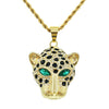 Wholesale Alloy Diamondencrusted Leopard Head Pendant Necklace Hiphop Style Jewelry