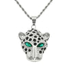 Wholesale Alloy Diamondencrusted Leopard Head Pendant Necklace Hiphop Style Jewelry
