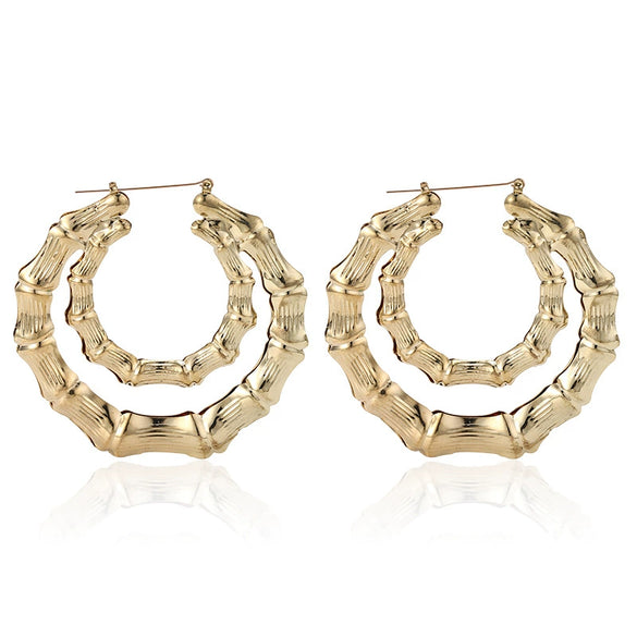 Wholesale Alloy Double Geometric Punk Style Women's Earrings With Electroplating Treatment