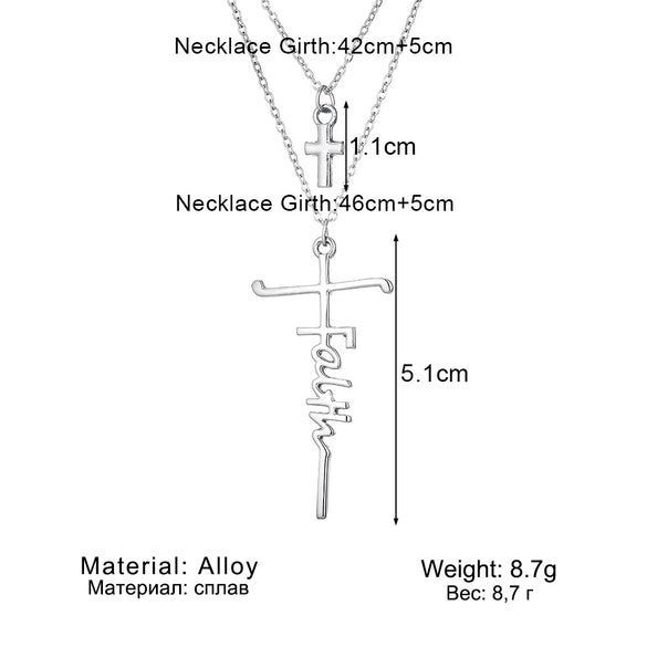 Wholesale Alloy Doublelayer Choker Ochain Women's Personality Geometric Cross Pendant Necklace With Electroplating