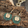 Wholesale Alloy Doublelayer Sunflower Pattern Earrings Retro Bohemian Style Electroplated For Women