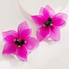 Wholesale Alloy Doublelayer Textile Fabric Microinlay Threedimensional Flower Earrings For Women