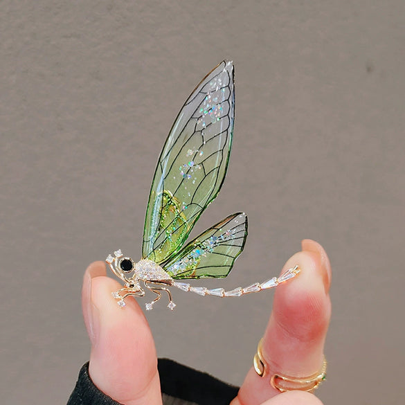 Wholesale Alloy Dragonfly Brooch With Flower Pattern Natural Style Electroplated Women's Jewelry