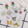 Wholesale Alloy Dripping Oil Butterfly Hollow Flower Three Dimensional Rose Earrings Jewelry Accessories
