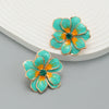 Wholesale Alloy Dripping Oil Flower Earrings For Women