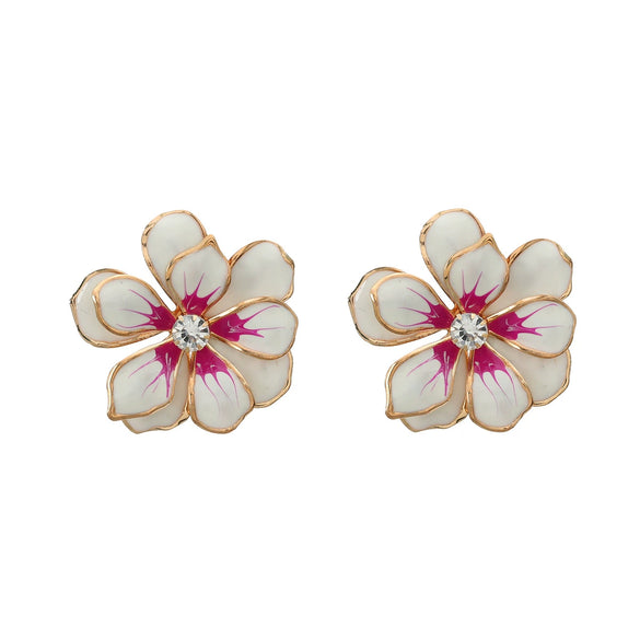 Wholesale Alloy Dripping Oil Flower Earrings For Women
