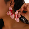 Wholesale Alloy Dripping Oil Flower Pattern Exaggerated Women's Earrings Sweet Style