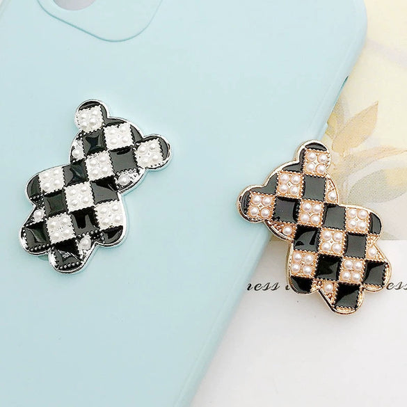 Wholesale Alloy Dripping Oil Square Bear Mobile Phone Shell Decorative Jewelry Accessories