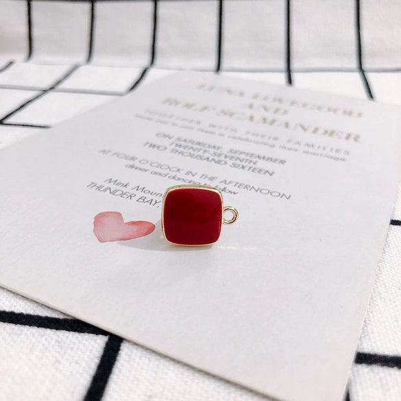 Wholesale Alloy Drop Oil Square Stud Earrings Accessories Jewelry Making Material With 925 Silver Needle