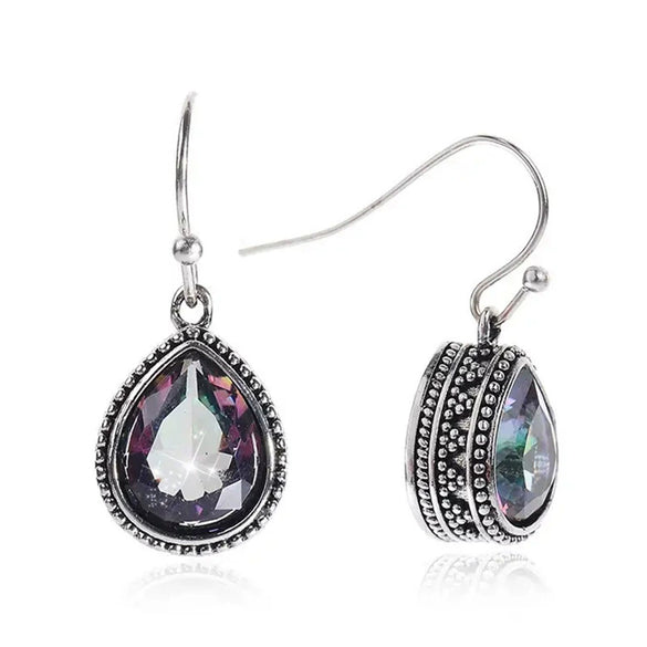 Wholesale Alloy Drop Shape Exotic Natural Style Women's Colorful Inlay Glass Earrings Jewelry