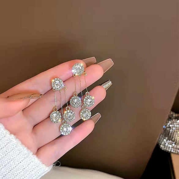 Wholesale Alloy Dropshaped Geometric Women's Long Tassel Earrings