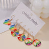 Wholesale Alloy Earrings Set With Cartoon Rainbow Color Flag Heart Shape And Love Pattern Electroplated For Women