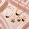 Wholesale Alloy Electroplated Animal And Zodiac Shaped Butterfly Pendant Necklace Bracelet Set And Niche High End Oil Drip Earrings For Women