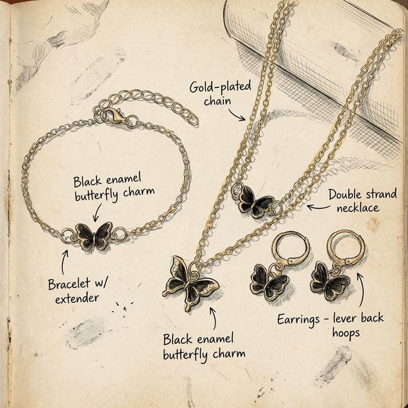 Wholesale Alloy Electroplated Animal And Zodiac Shaped Butterfly Pendant Necklace Bracelet Set And Niche High End Oil Drip Earrings For Women