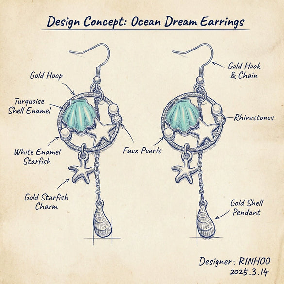 Wholesale Alloy Electroplated Animal Shaped Starfish And Conch Pendant Earrings For Women