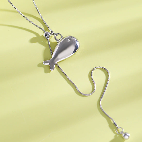 Wholesale Alloy Electroplated Animal Zodiac Fish Whale Pendant Clavicle Chain Necklace For Women