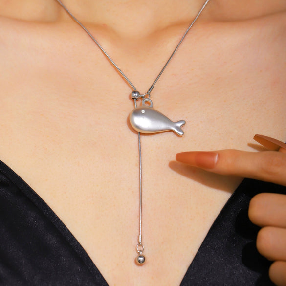 Wholesale Alloy Electroplated Animal Zodiac Fish Whale Pendant Clavicle Chain Necklace For Women