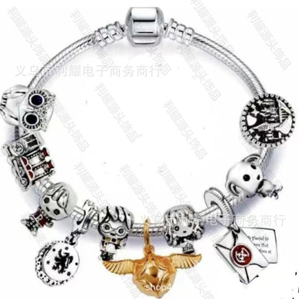 Wholesale Alloy Electroplated Cartoon Character Beaded Charm Bracelet For Unisex