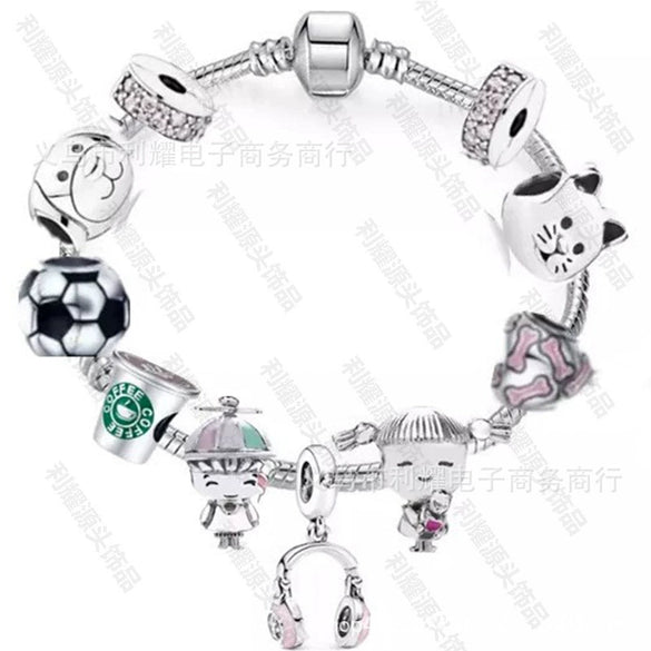 Wholesale Alloy Electroplated Cartoon Character Beaded Charm Bracelet For Unisex