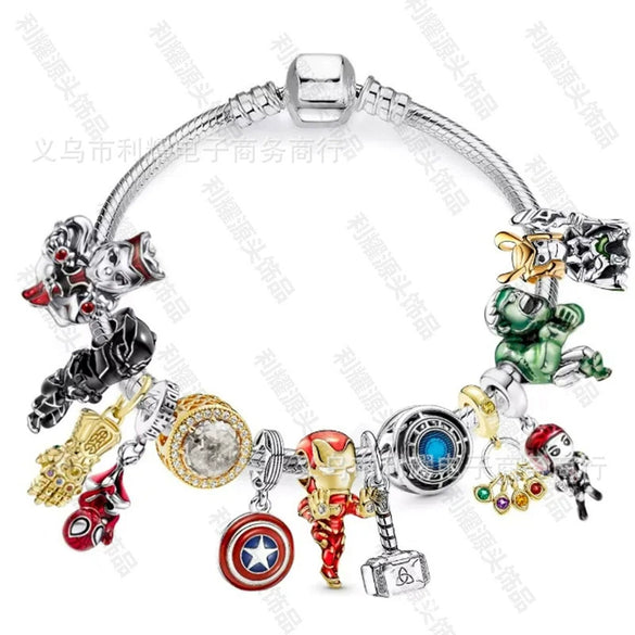 Wholesale Alloy Electroplated Cartoon Character Beaded Charm Bracelet For Unisex