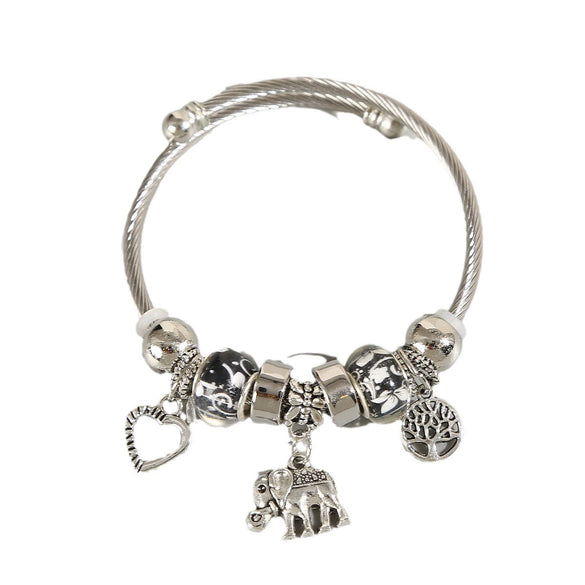 Wholesale Alloy Electroplated Elephant Peach Heart Tree Of Life Pendant Bracelet For Women