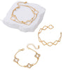 Wholesale Alloy Electroplated Exaggerated Geometric Hollow Fourleaf Clover Bracelet And Adjustable Ring Set For Women