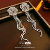 Wholesale Alloy Electroplated Flower Geometric Tassel Earrings For Women Light Luxury And High Sense Style