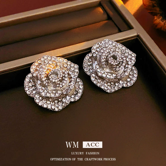 Wholesale Alloy Electroplated Flower Geometric Tassel Earrings For Women Light Luxury And High Sense Style
