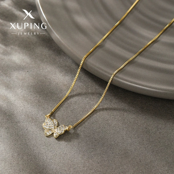 Wholesale Alloy Electroplated Geometric Butterfly Sweet Style Necklace With Box Chain