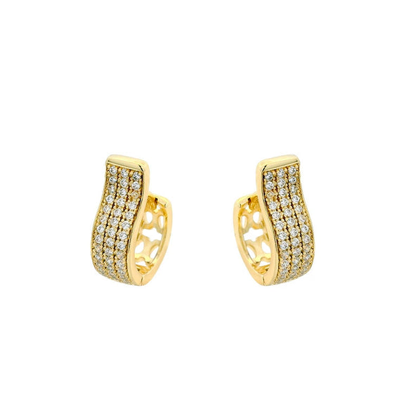 Wholesale Alloy Electroplated Geometric Micropaved Zircon Elegant Earrings