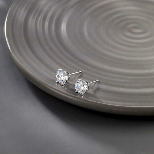 Wholesale Alloy Electroplated Geometric Single Zircon Earrings Simple Style
