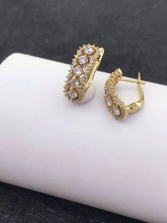 Wholesale Alloy Electroplated Geometric Style Earrings Inlaid With Zircon For Women